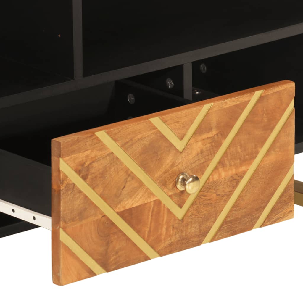 Tv Cabinet Brown And Black 100X33.5X46 Cm Solid Wood Mango