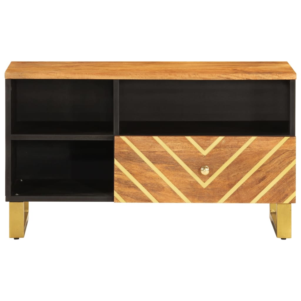 Tv Cabinet Brown And Black 80X33.5X46 Cm Solid Wood Mango