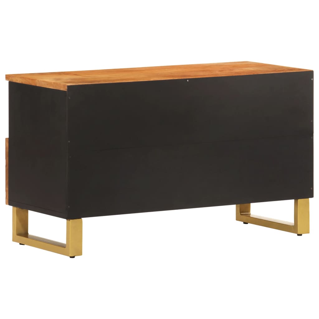Tv Cabinet Brown And Black 80X33.5X46 Cm Solid Wood Mango