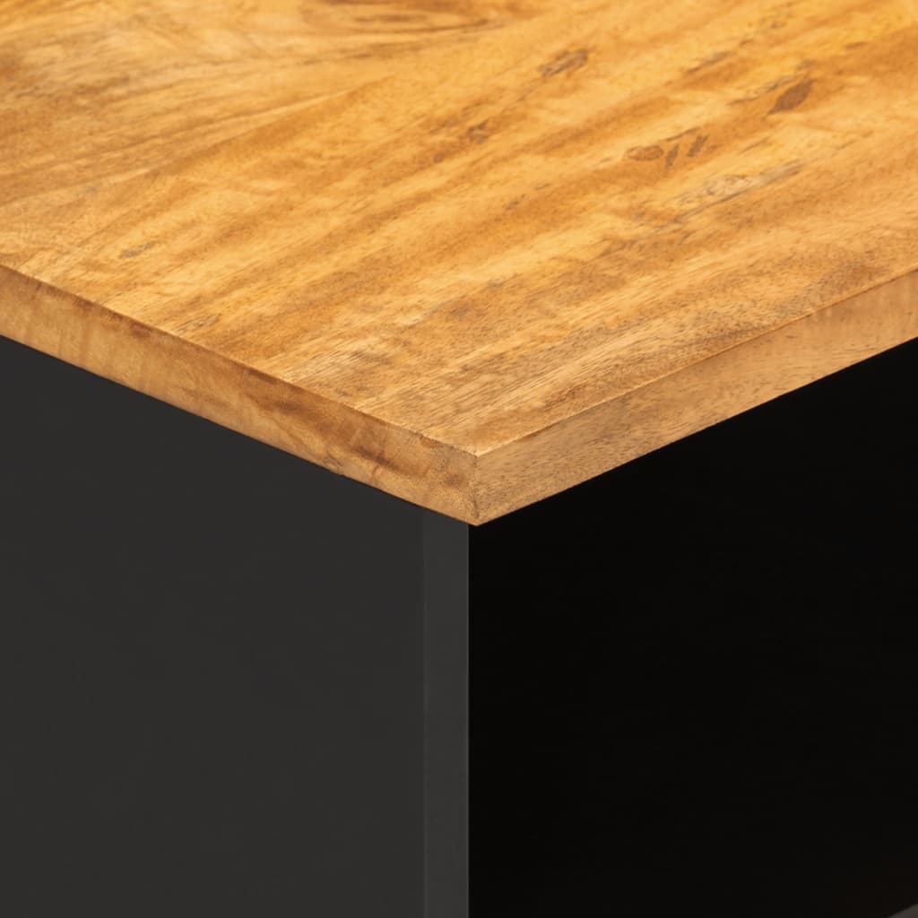 Tv Cabinet Brown And Black 80X33.5X46 Cm Solid Wood Mango