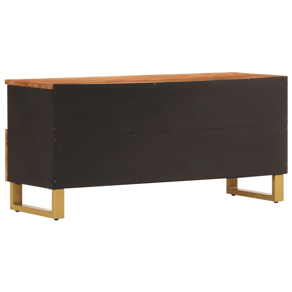 Tv Cabinet Brown And Black 100X33.5X46 Cm Solid Wood Mango