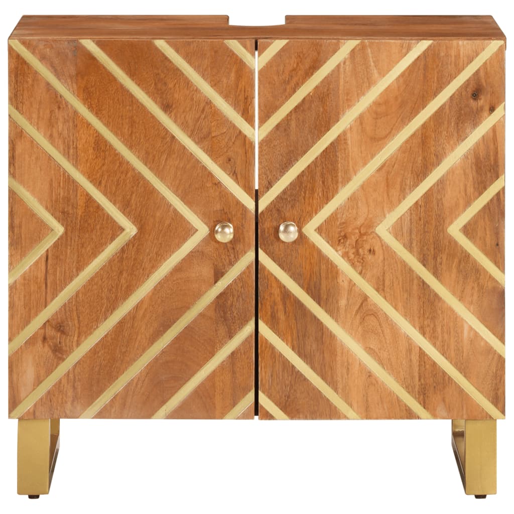 Bathroom Sink Cabinet Brown And Black Solid Wood Mango