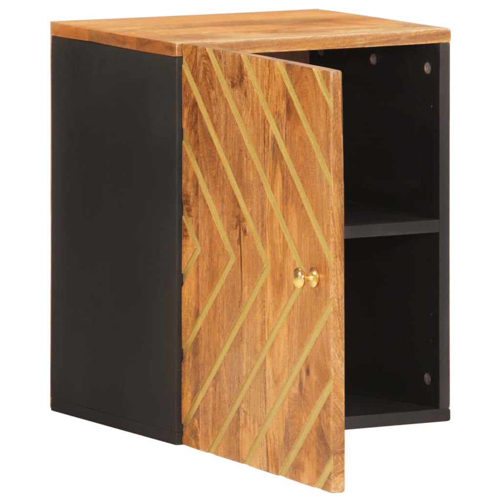 Bathroom Wall Cabinet Brown And Black Solid Wood Mango