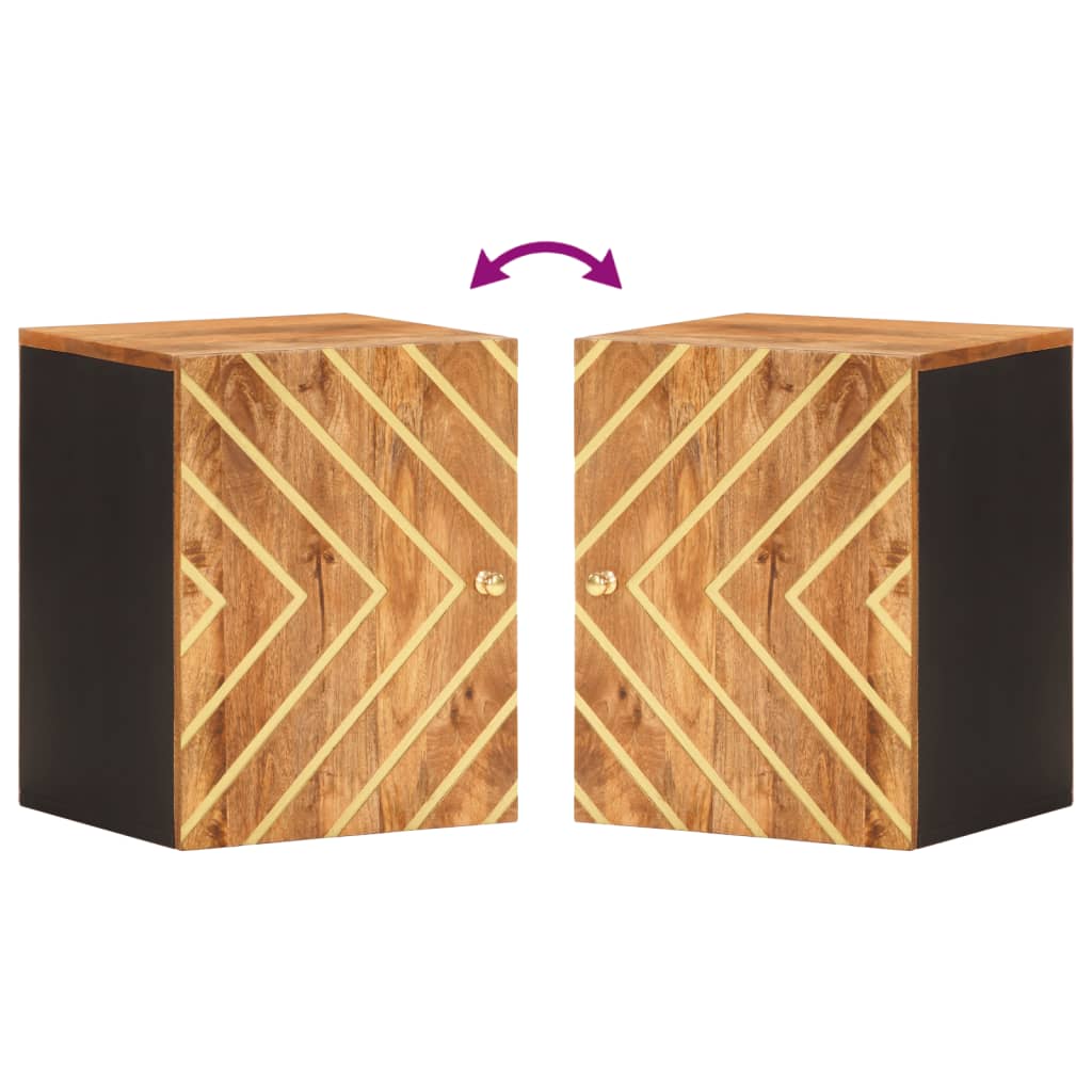 Bathroom Wall Cabinet Brown And Black Solid Wood Mango