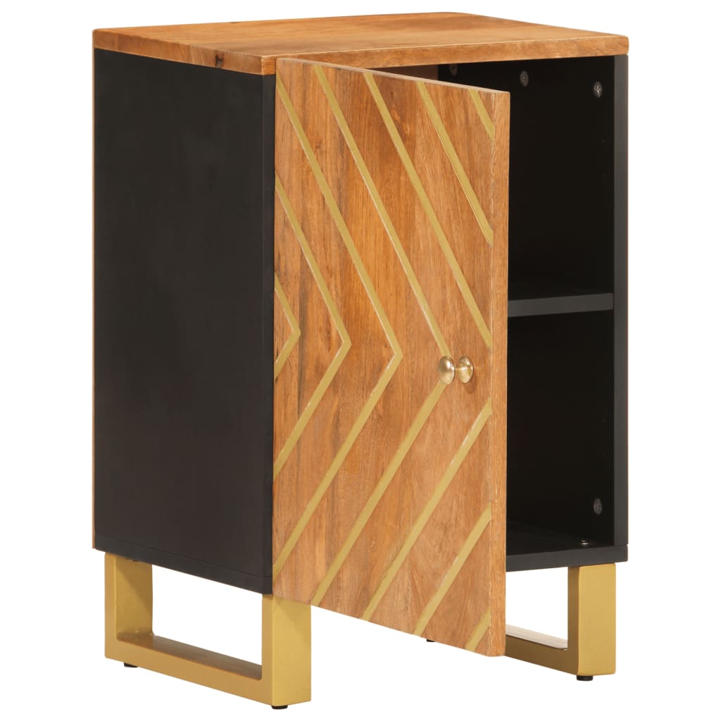 Bathroom Cabinet Brown And Black 38X33.5X58 Cm Solid Wood Mango