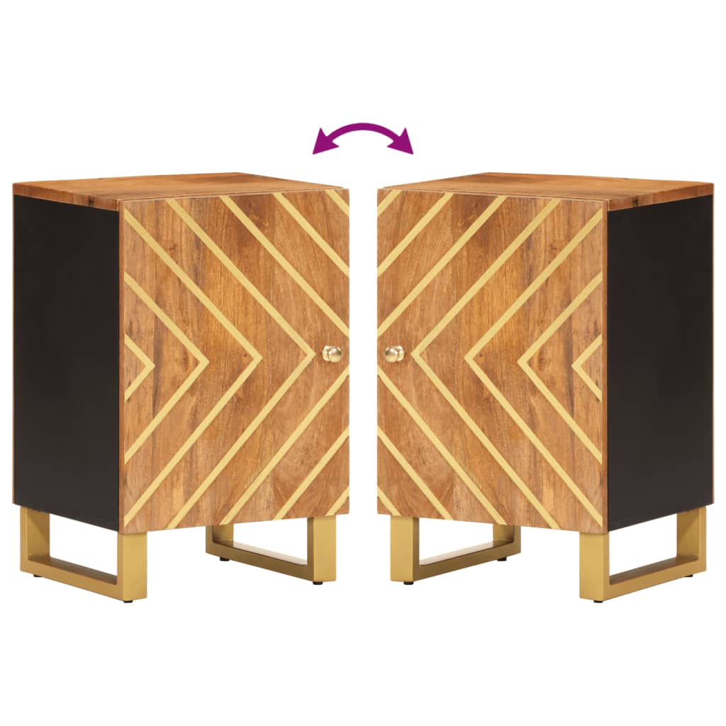 Bathroom Cabinet Brown And Black 38X33.5X58 Cm Solid Wood Mango