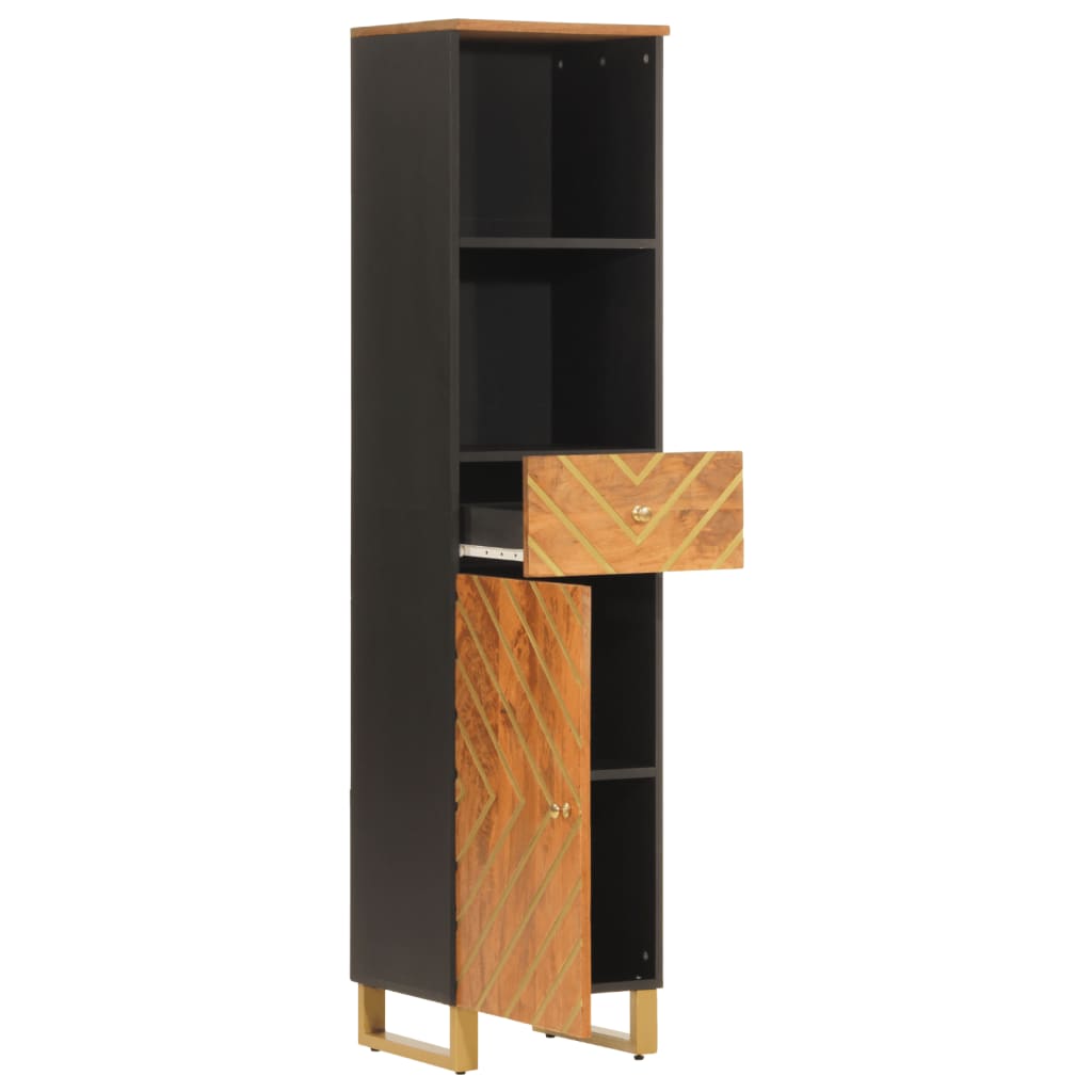 Bathroom Cabinet Brown And Black 38X33.5X160 Cm Solid Wood Mango