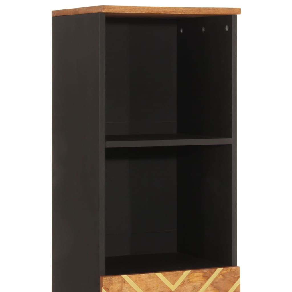 Bathroom Cabinet Brown And Black 38X33.5X160 Cm Solid Wood Mango