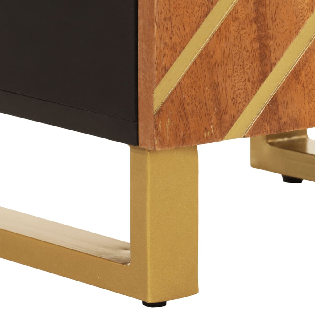 Bathroom Cabinet Brown And Black 38X33.5X160 Cm Solid Wood Mango