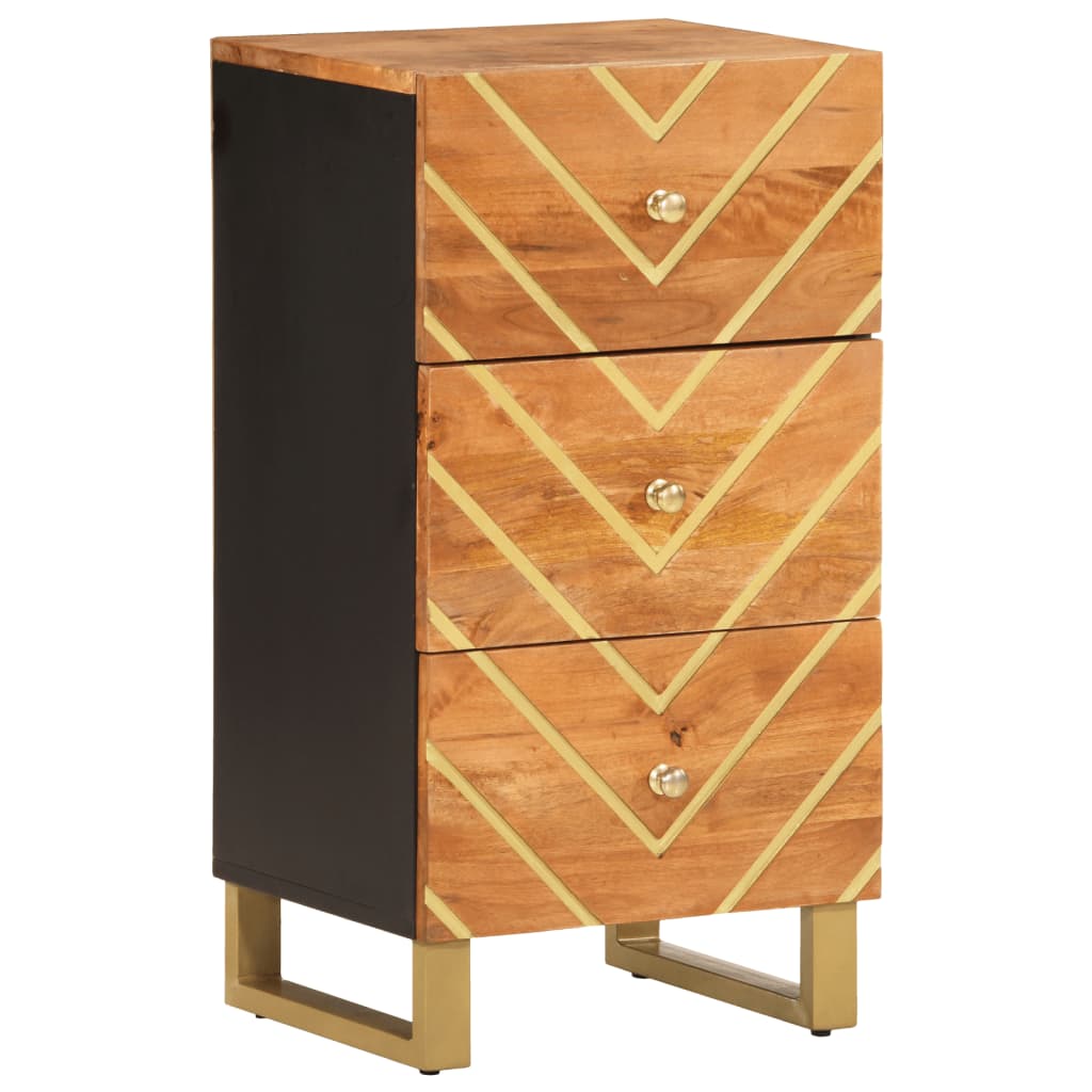 Side Cabinet Brown And Black 40X33.5X75 Cm Solid Wood Mango