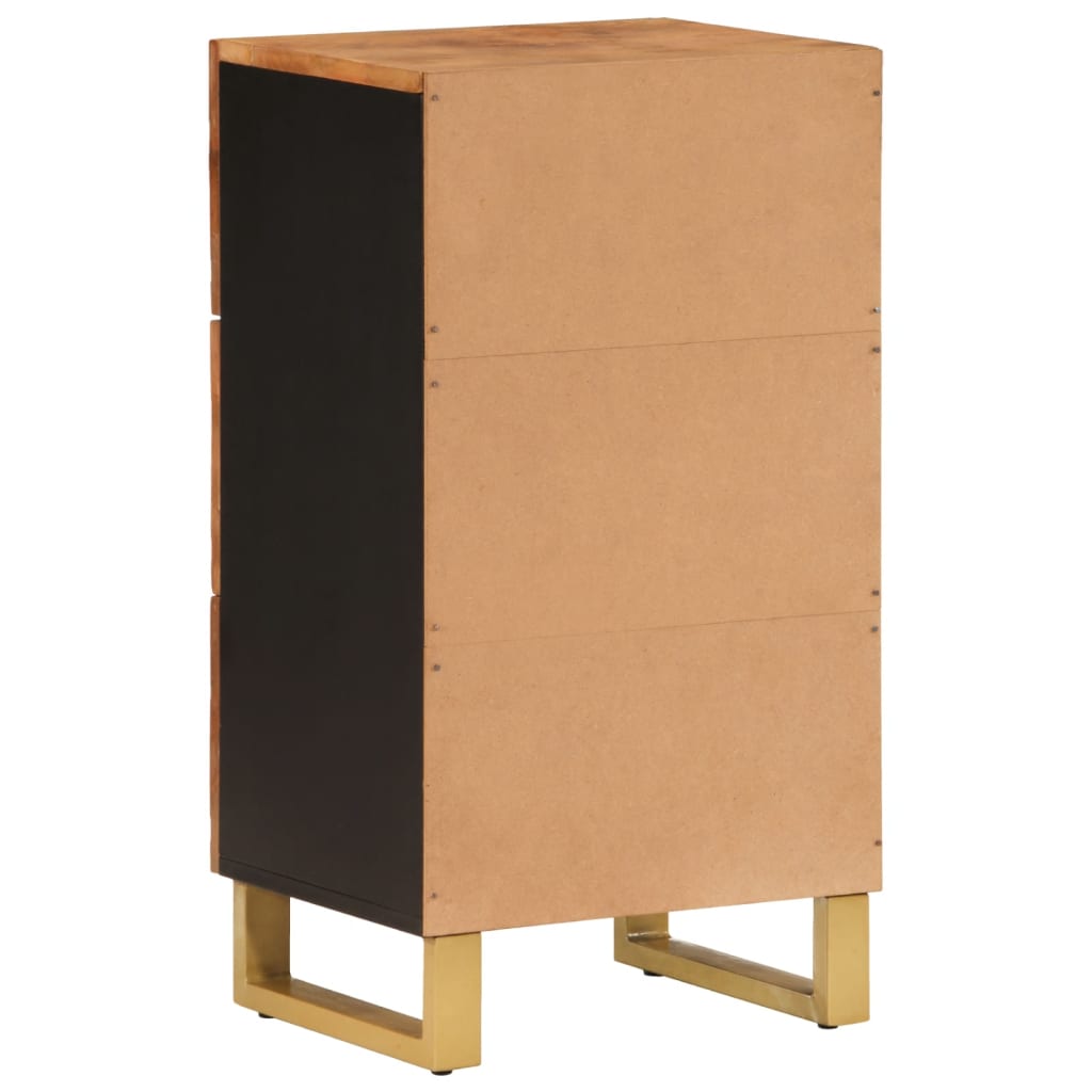 Side Cabinet Brown And Black 40X33.5X75 Cm Solid Wood Mango