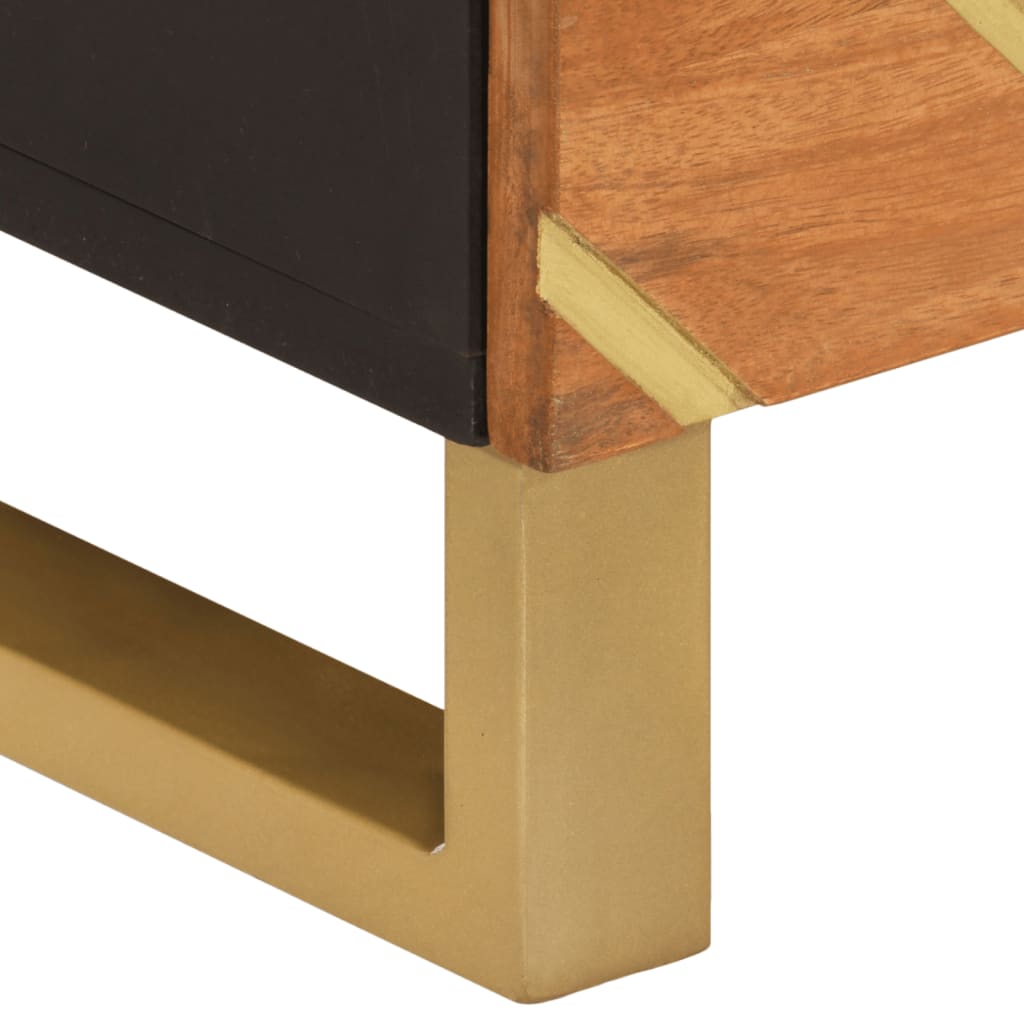 Side Cabinet Brown And Black 40X33.5X75 Cm Solid Wood Mango