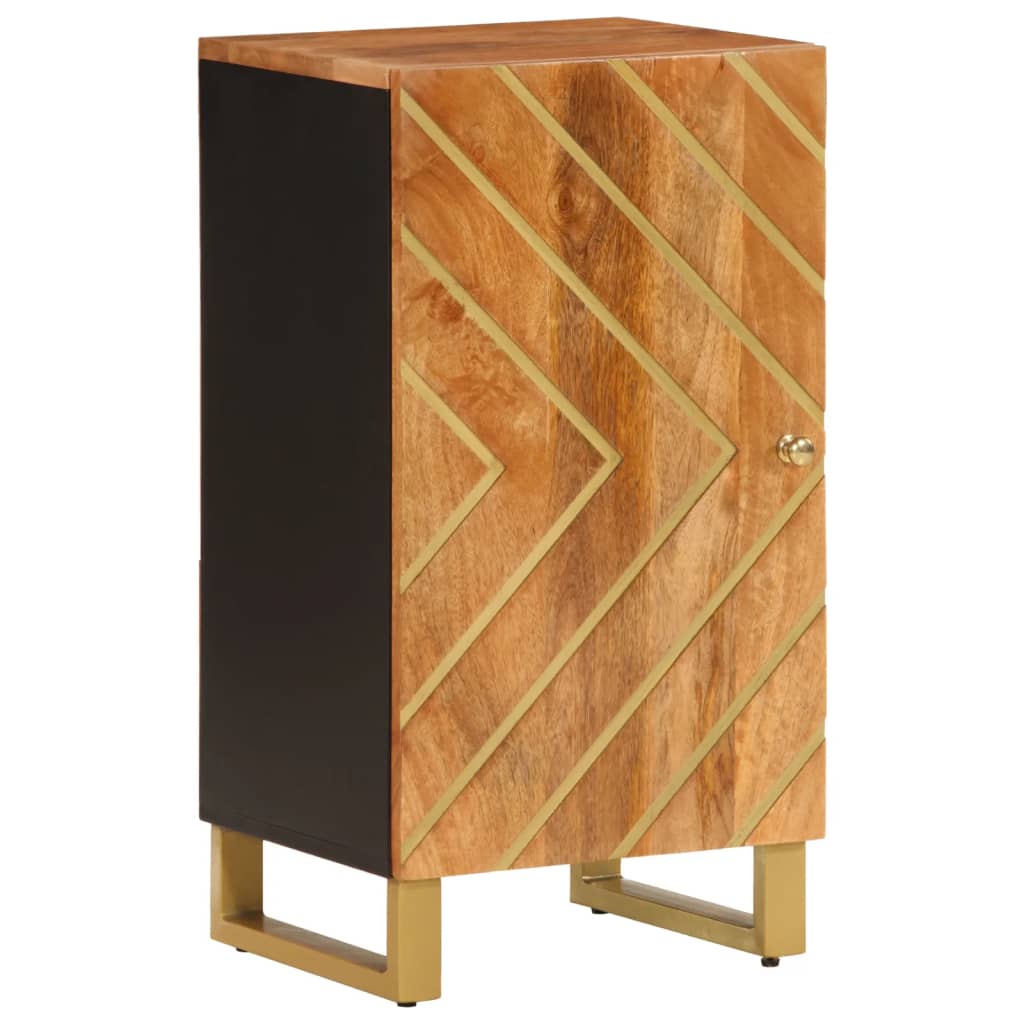 Side Cabinet Brown And Black 40X33.5X75 Cm Solid Wood Mango