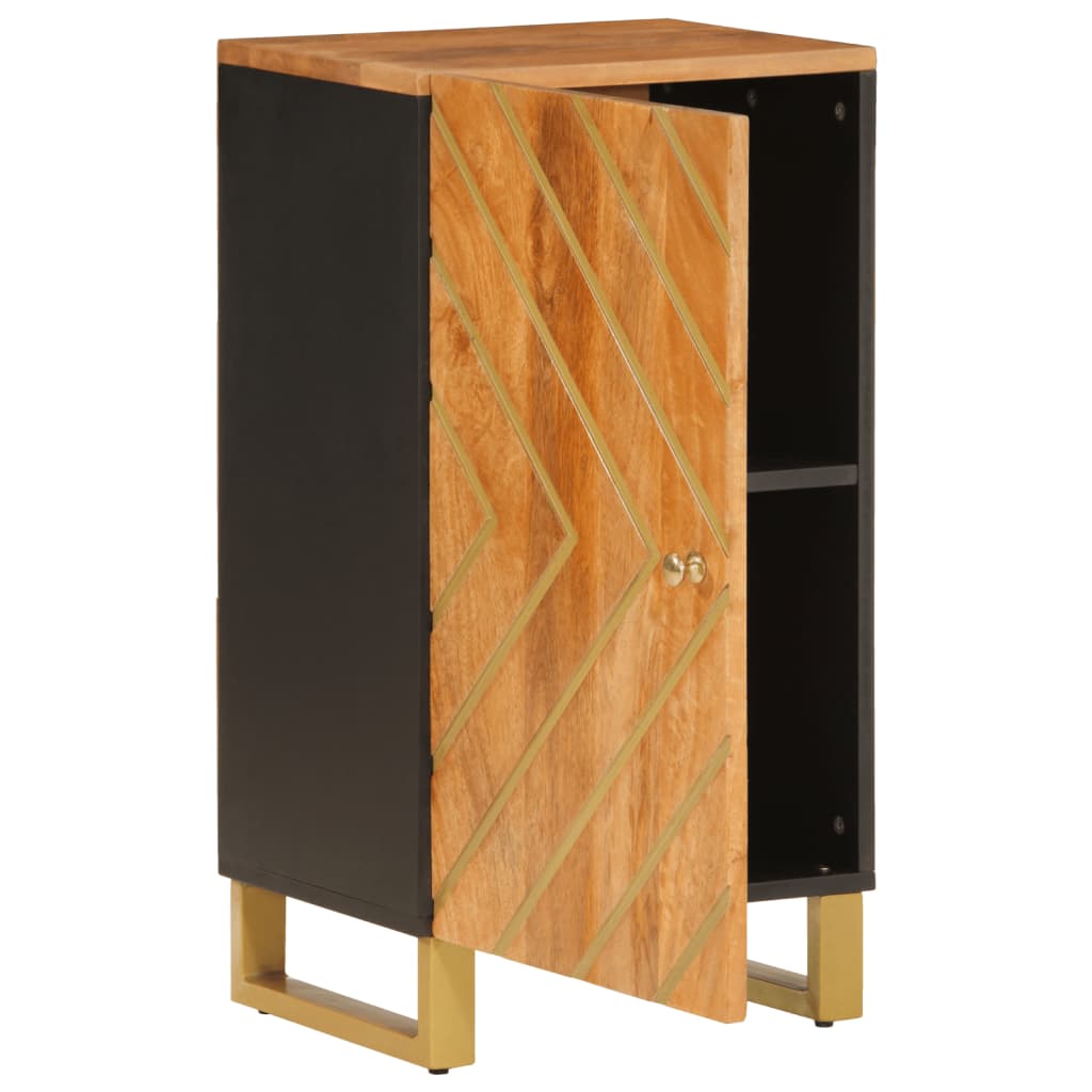 Side Cabinet Brown And Black 40X33.5X75 Cm Solid Wood Mango