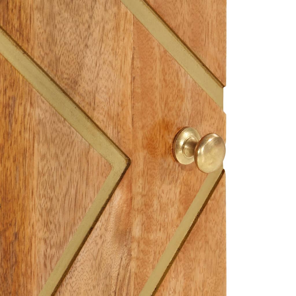 Side Cabinet Brown And Black 40X33.5X75 Cm Solid Wood Mango