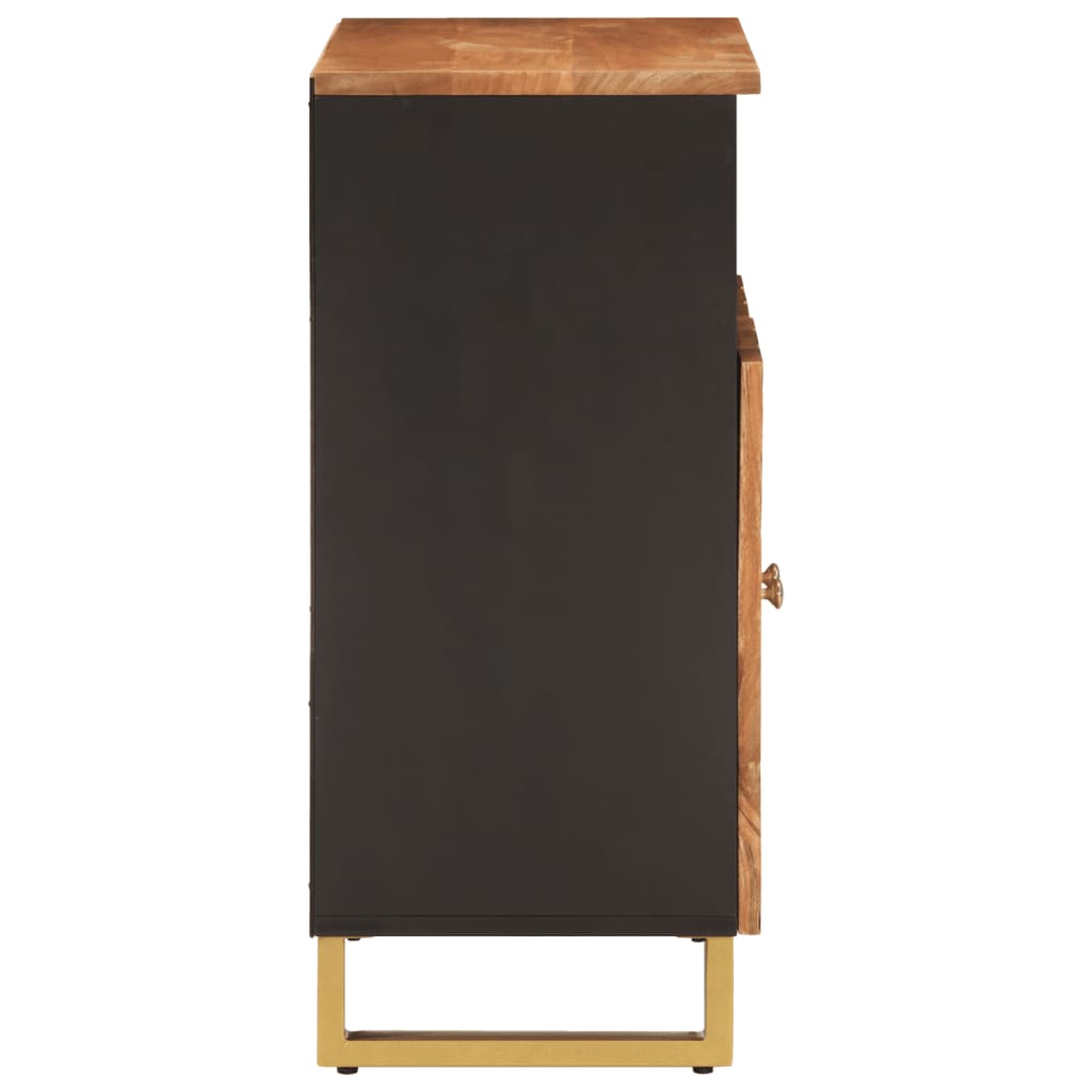 Side Cabinet Brown And Black 60X33.5X75 Cm Solid Wood Mango