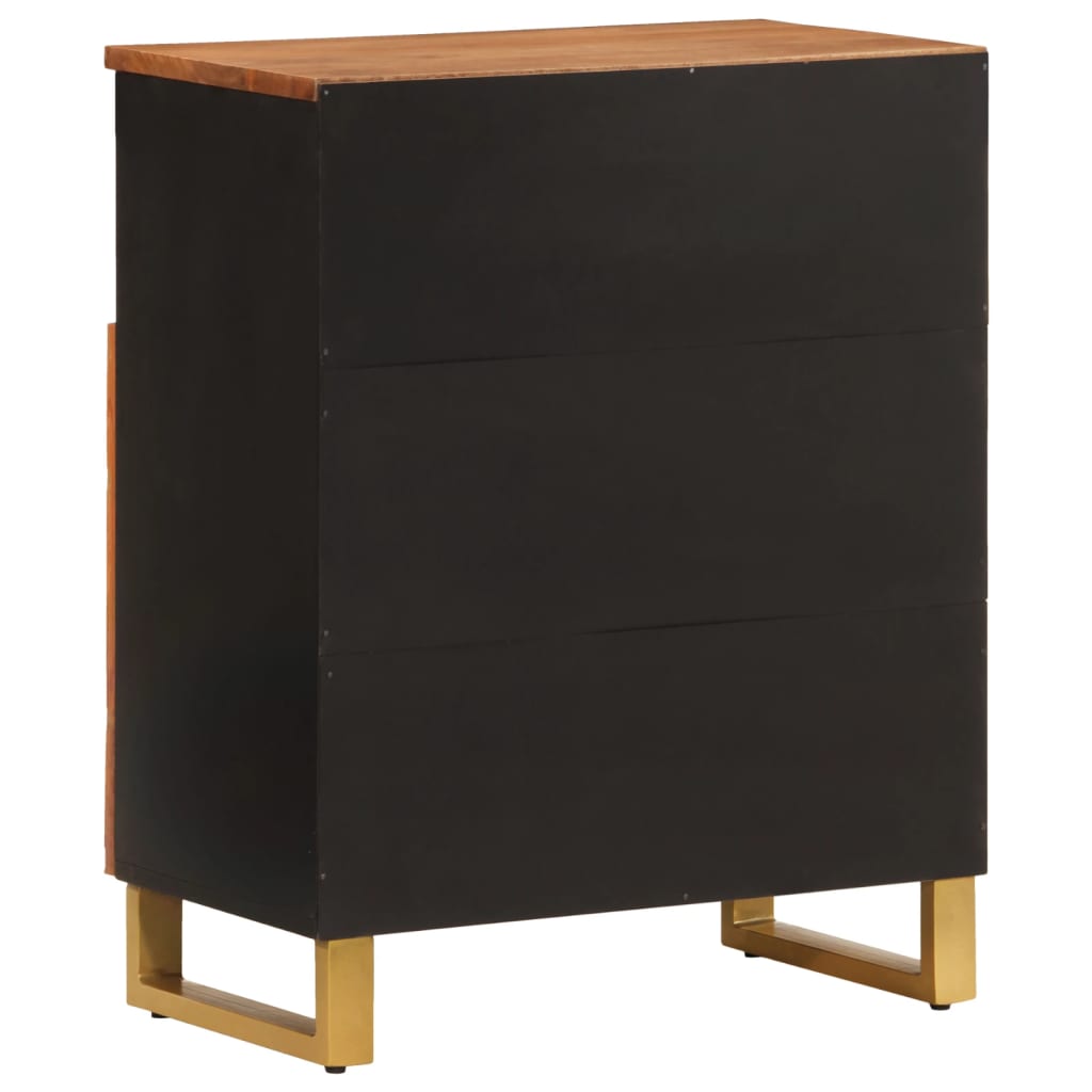 Side Cabinet Brown And Black 60X33.5X75 Cm Solid Wood Mango