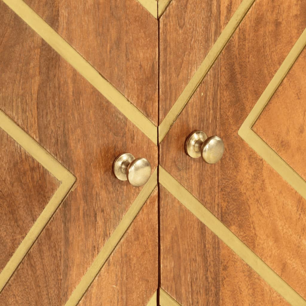 Side Cabinet Brown And Black 60X33.5X75 Cm Solid Wood Mango