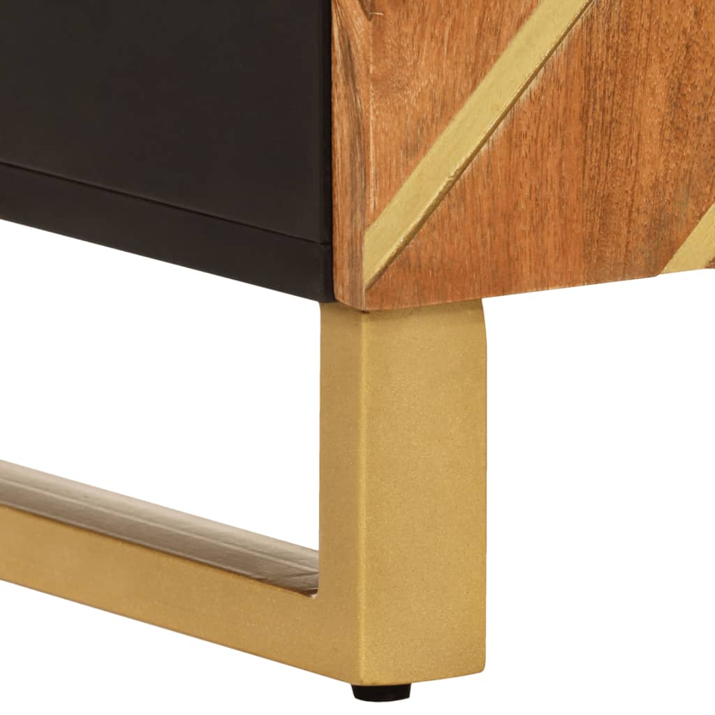 Side Cabinet Brown And Black 60X33.5X75 Cm Solid Wood Mango