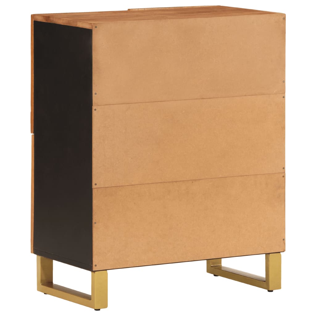 Side Cabinet Brown And Black 60X33.5X75 Cm Solid Wood Mango