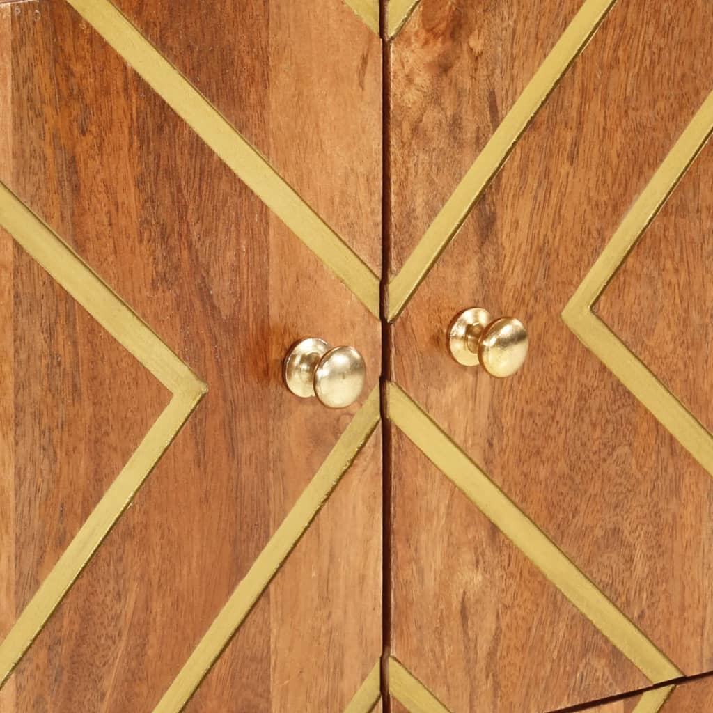 Side Cabinet Brown And Black 60X33.5X75 Cm Solid Wood Mango