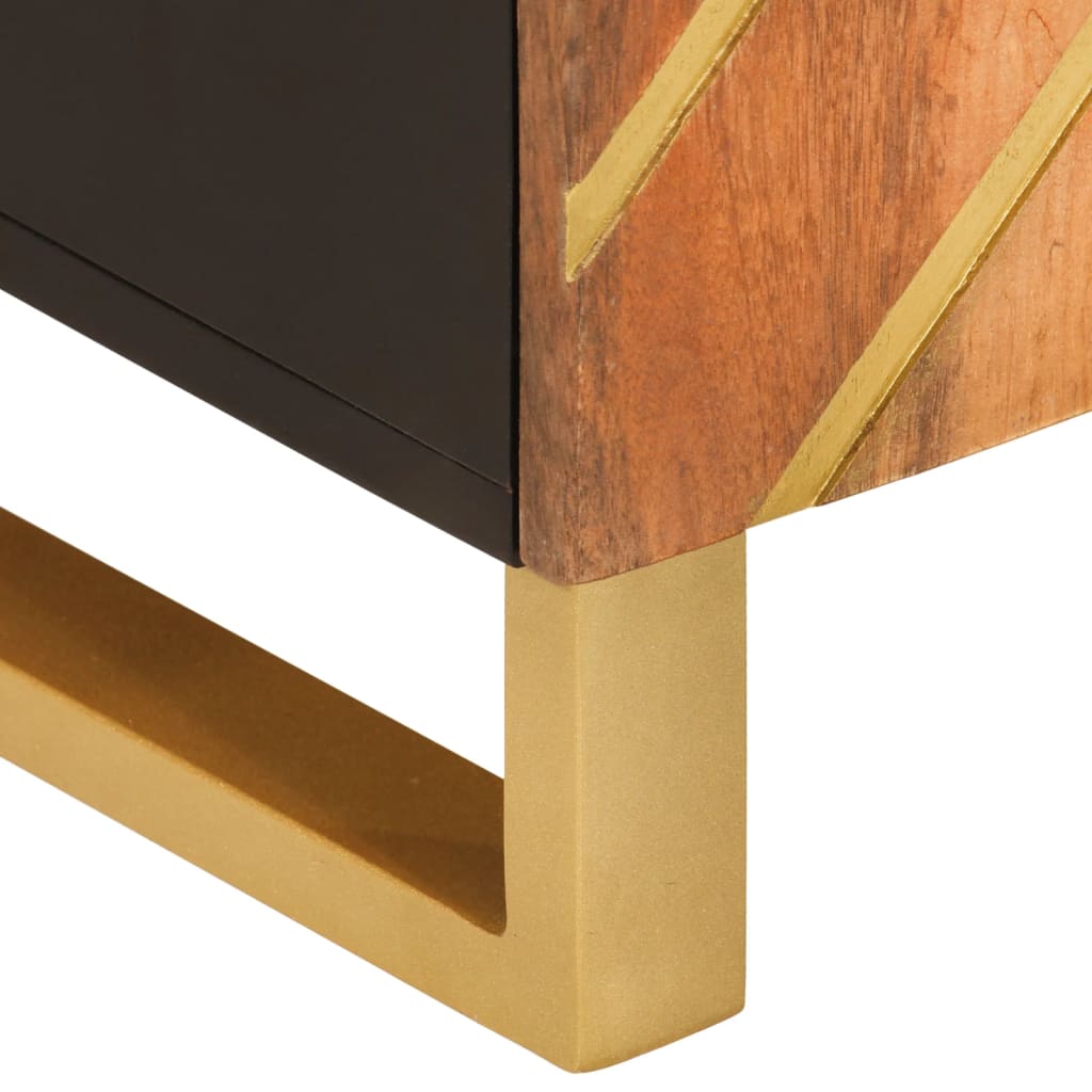 Side Cabinet Brown And Black 60X33.5X75 Cm Solid Wood Mango