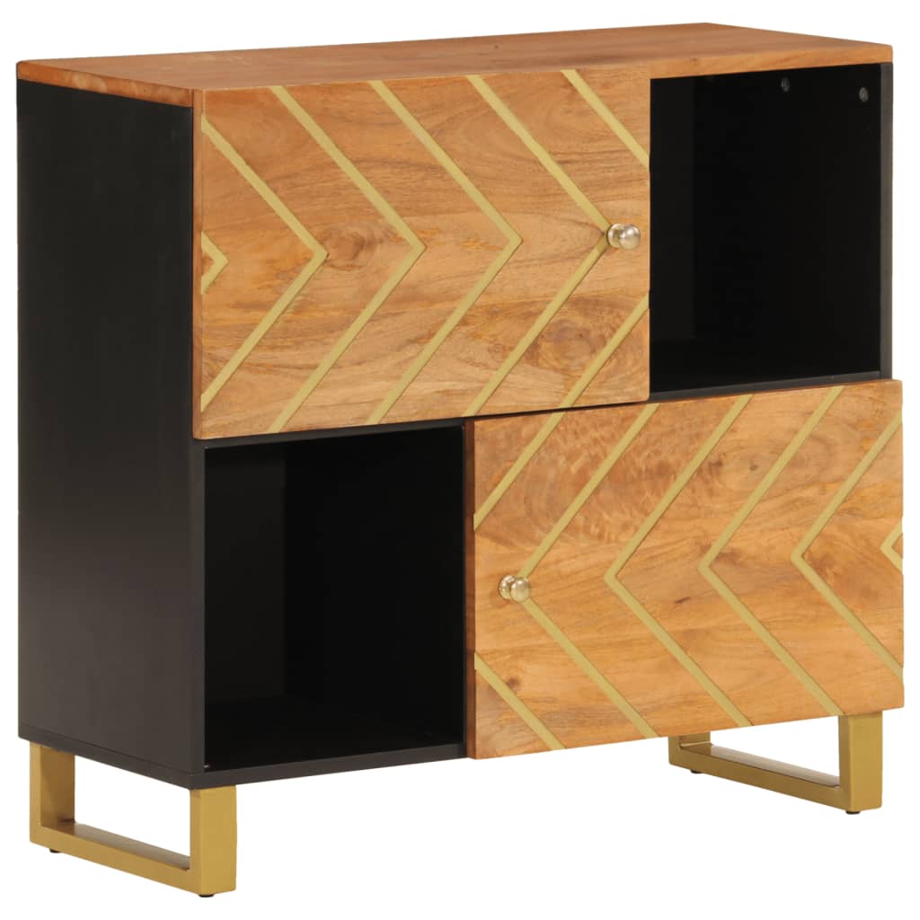Side Cabinet Brown And Black 80X33.5X75 Cm Solid Wood Mango