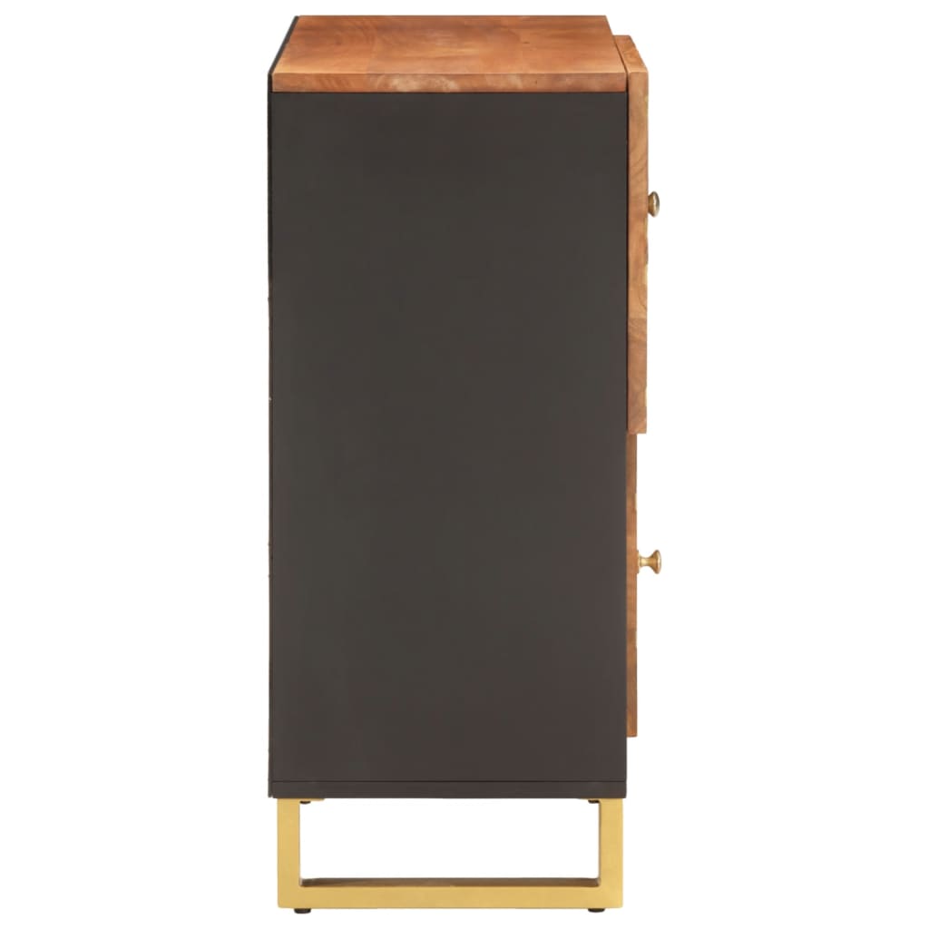 Side Cabinet Brown And Black 80X33.5X75 Cm Solid Wood Mango