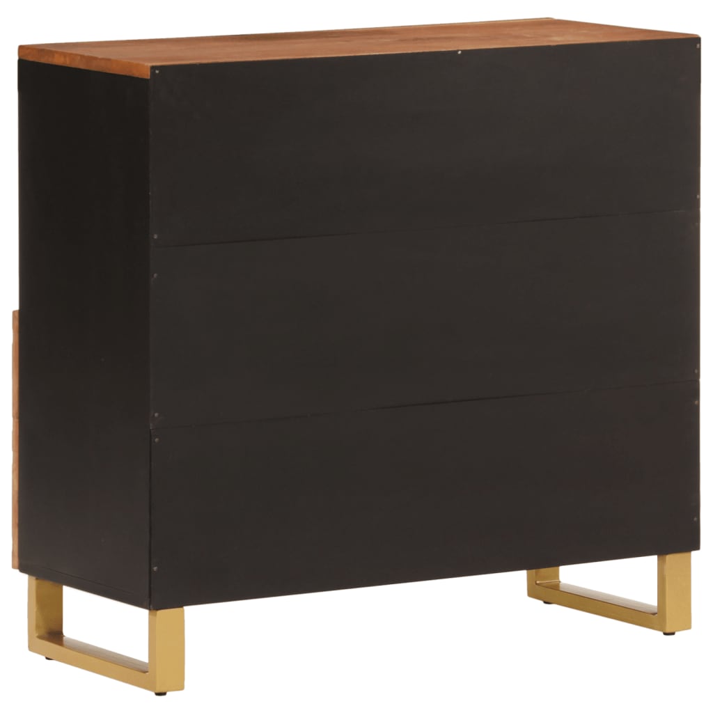 Side Cabinet Brown And Black 80X33.5X75 Cm Solid Wood Mango