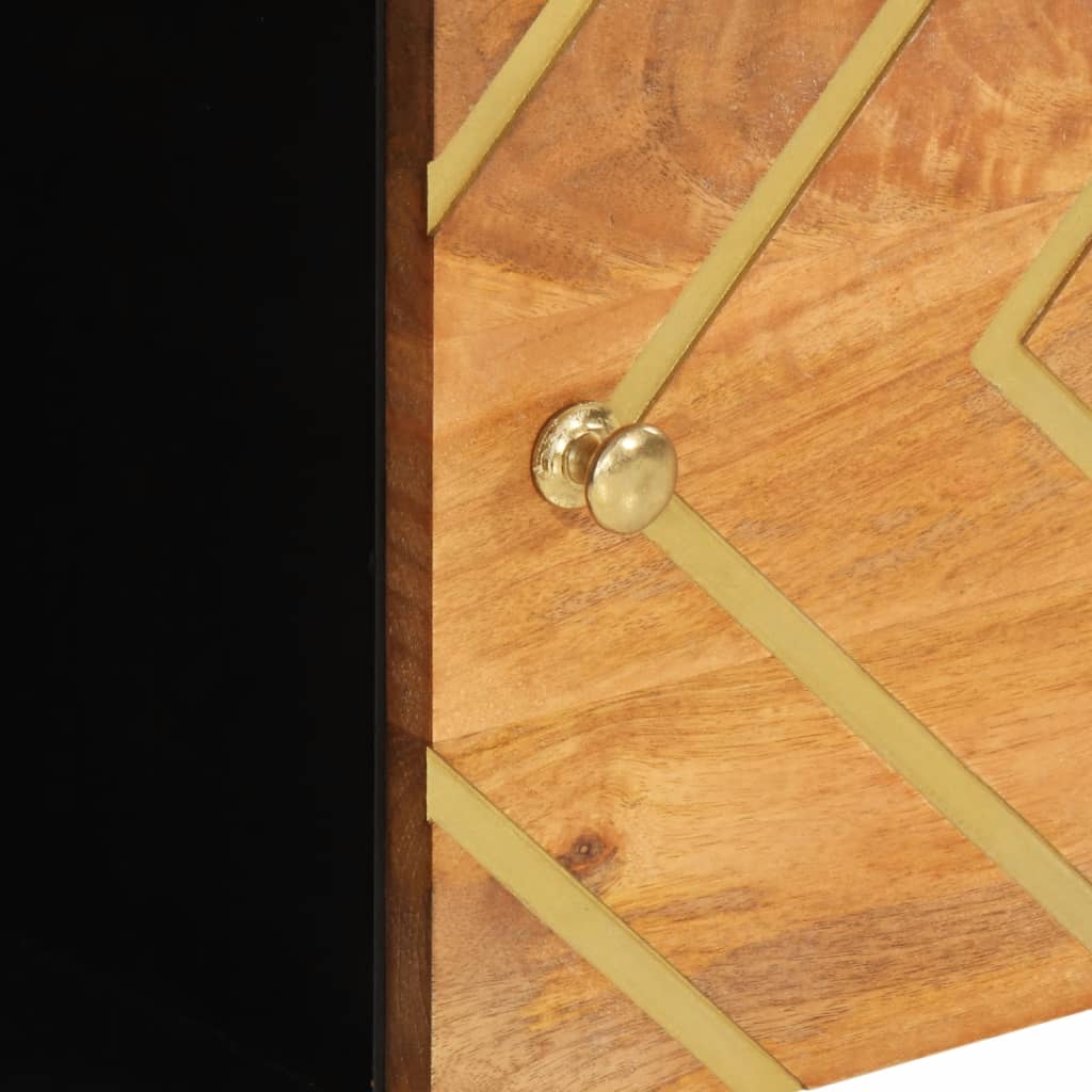 Side Cabinet Brown And Black 80X33.5X75 Cm Solid Wood Mango