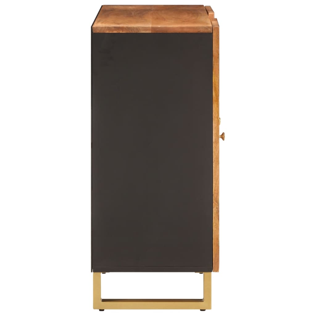 Side Cabinet Brown And Black 90X33.5X75 Cm Solid Wood Mango