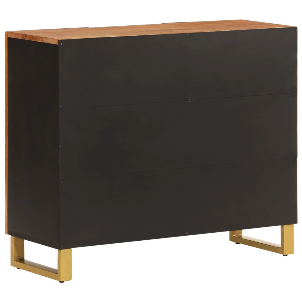 Side Cabinet Brown And Black 90X33.5X75 Cm Solid Wood Mango