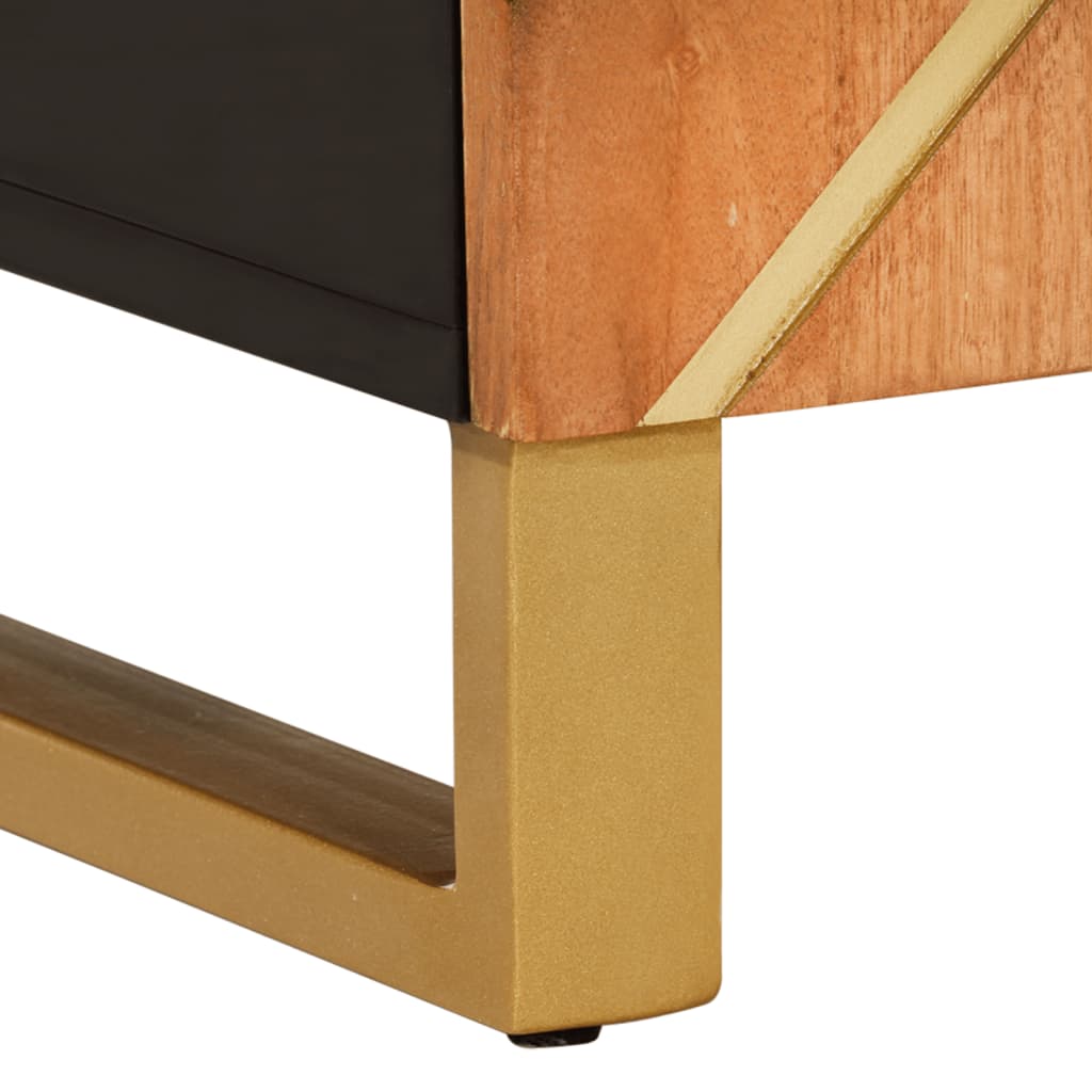 Side Cabinet Brown And Black 90X33.5X75 Cm Solid Wood Mango