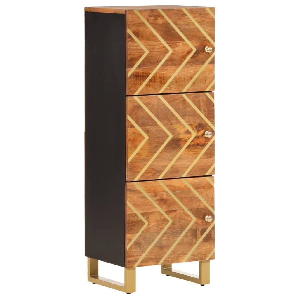 Highboard Brown And Black 40X33.5X110 Cm Solid Wood Mango