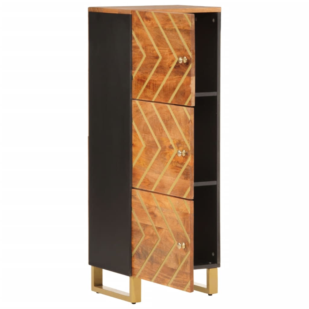 Highboard Brown And Black 40X33.5X110 Cm Solid Wood Mango
