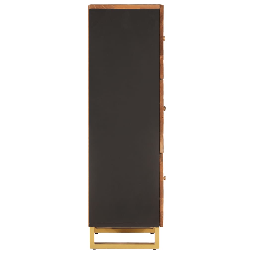 Highboard Brown And Black 40X33.5X110 Cm Solid Wood Mango