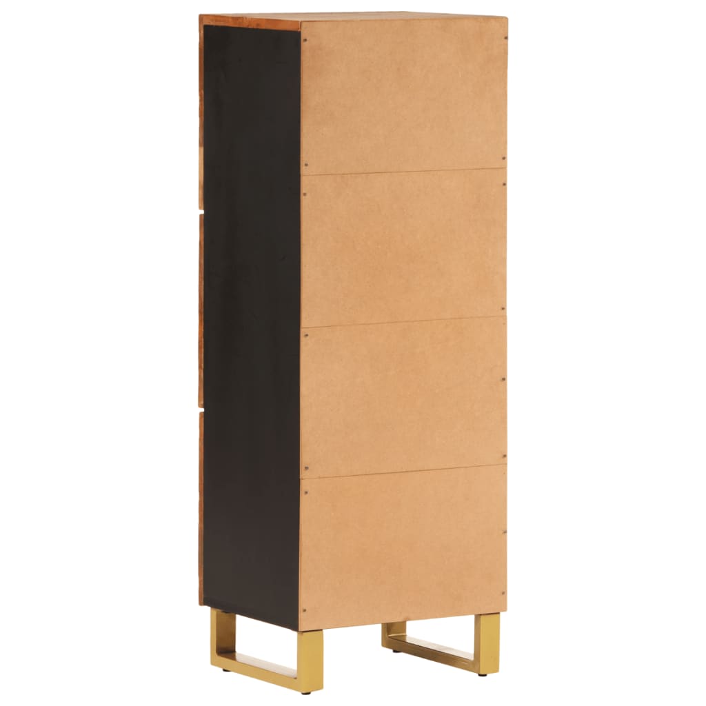 Highboard Brown And Black 40X33.5X110 Cm Solid Wood Mango
