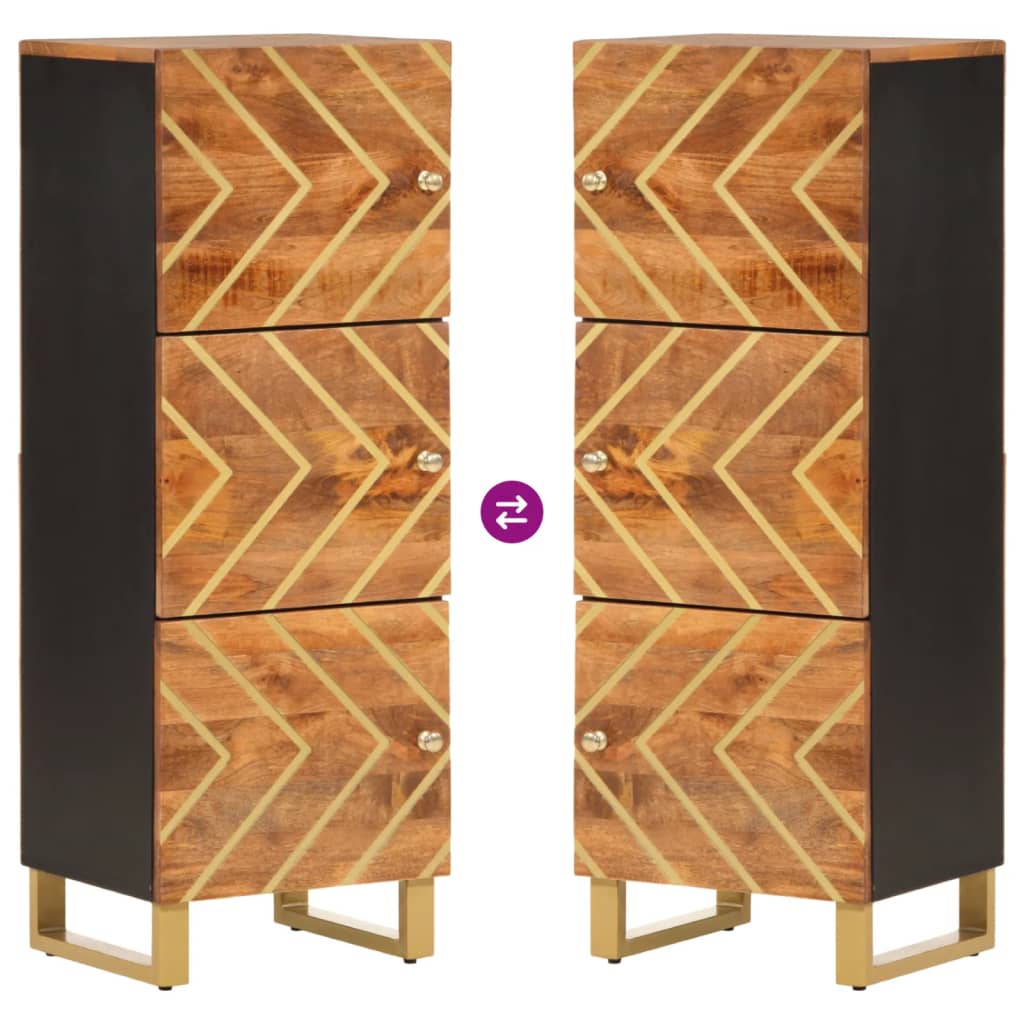 Highboard Brown And Black 40X33.5X110 Cm Solid Wood Mango