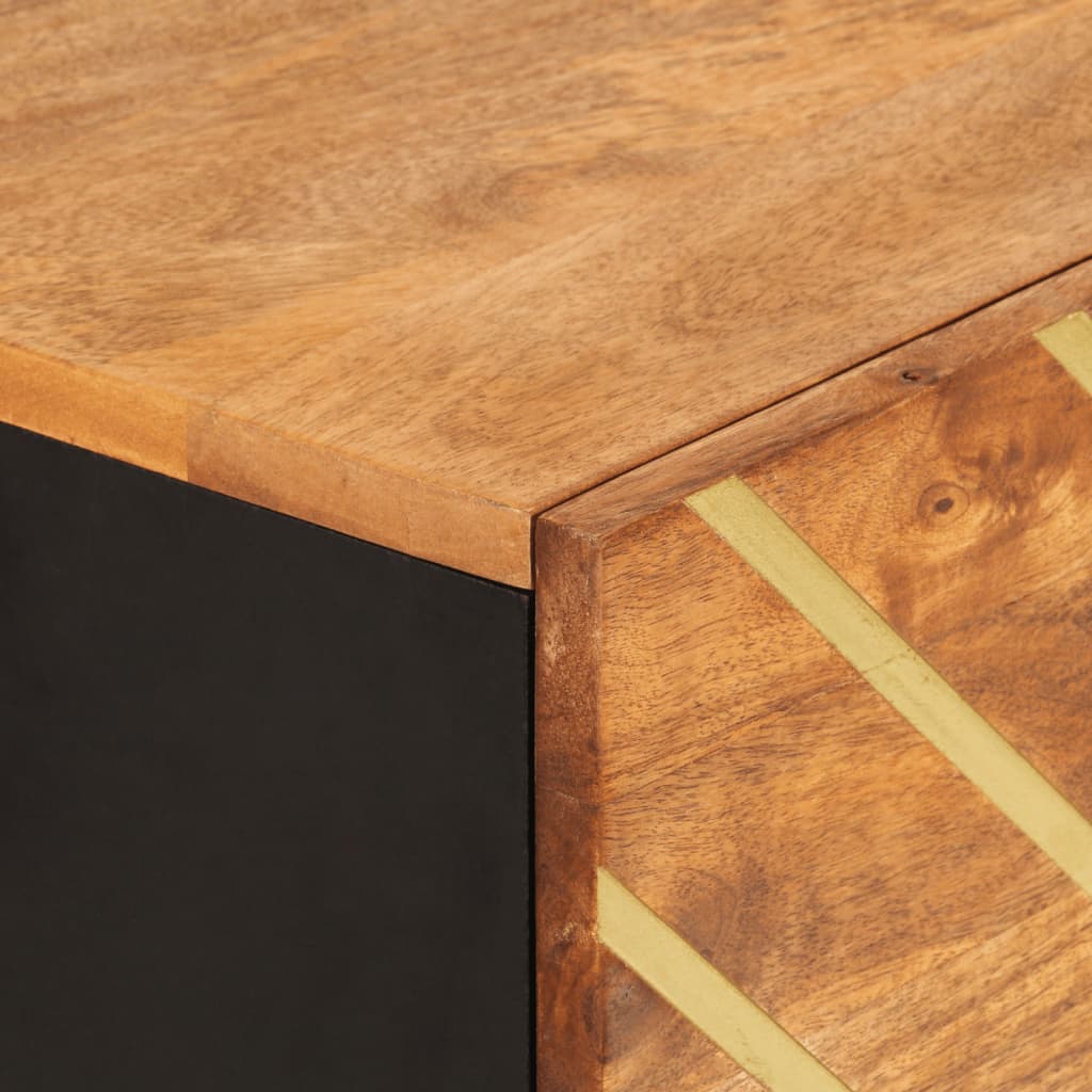 Highboard Brown And Black 40X33.5X110 Cm Solid Wood Mango