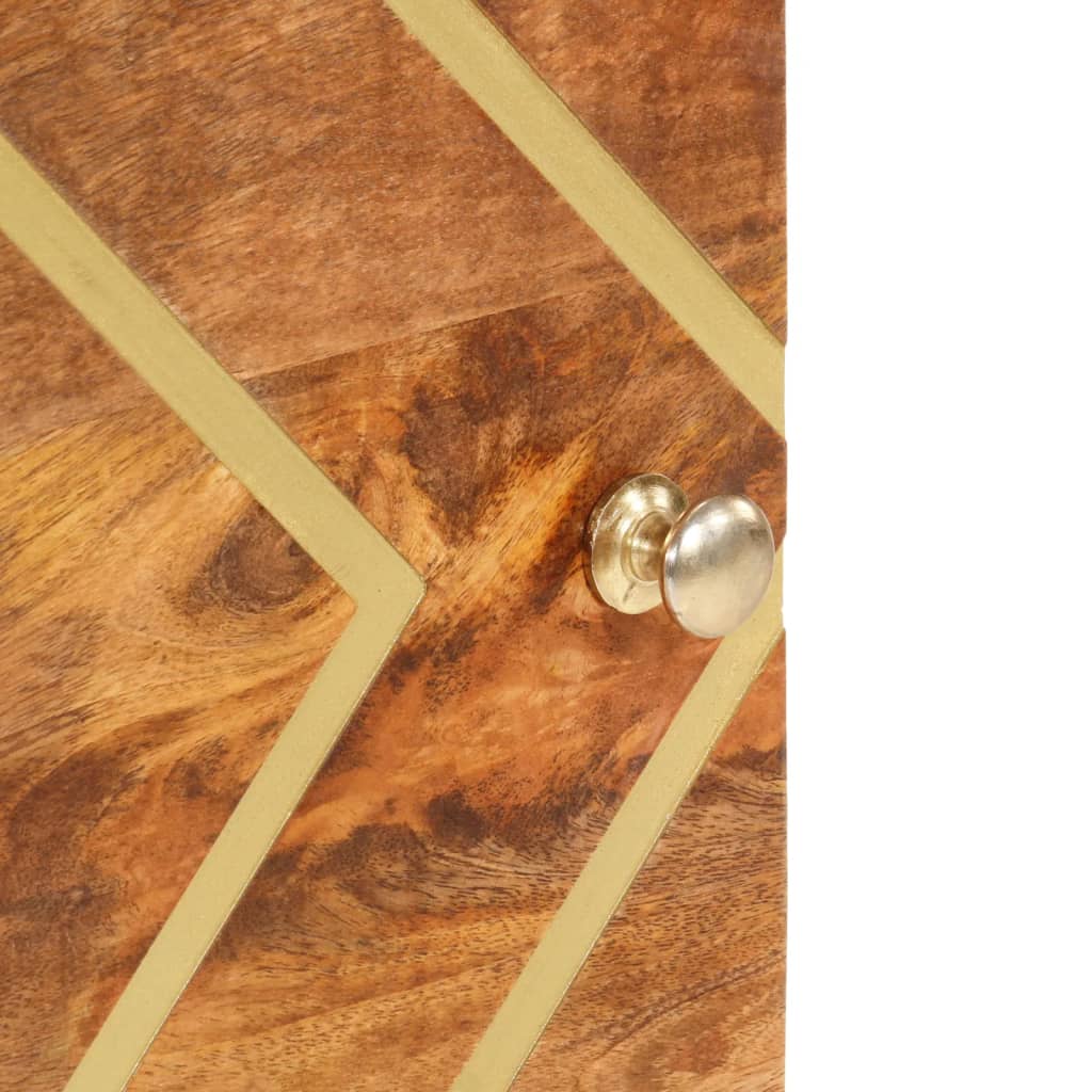 Highboard Brown And Black 40X33.5X110 Cm Solid Wood Mango