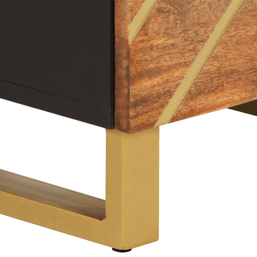 Highboard Brown And Black 40X33.5X110 Cm Solid Wood Mango