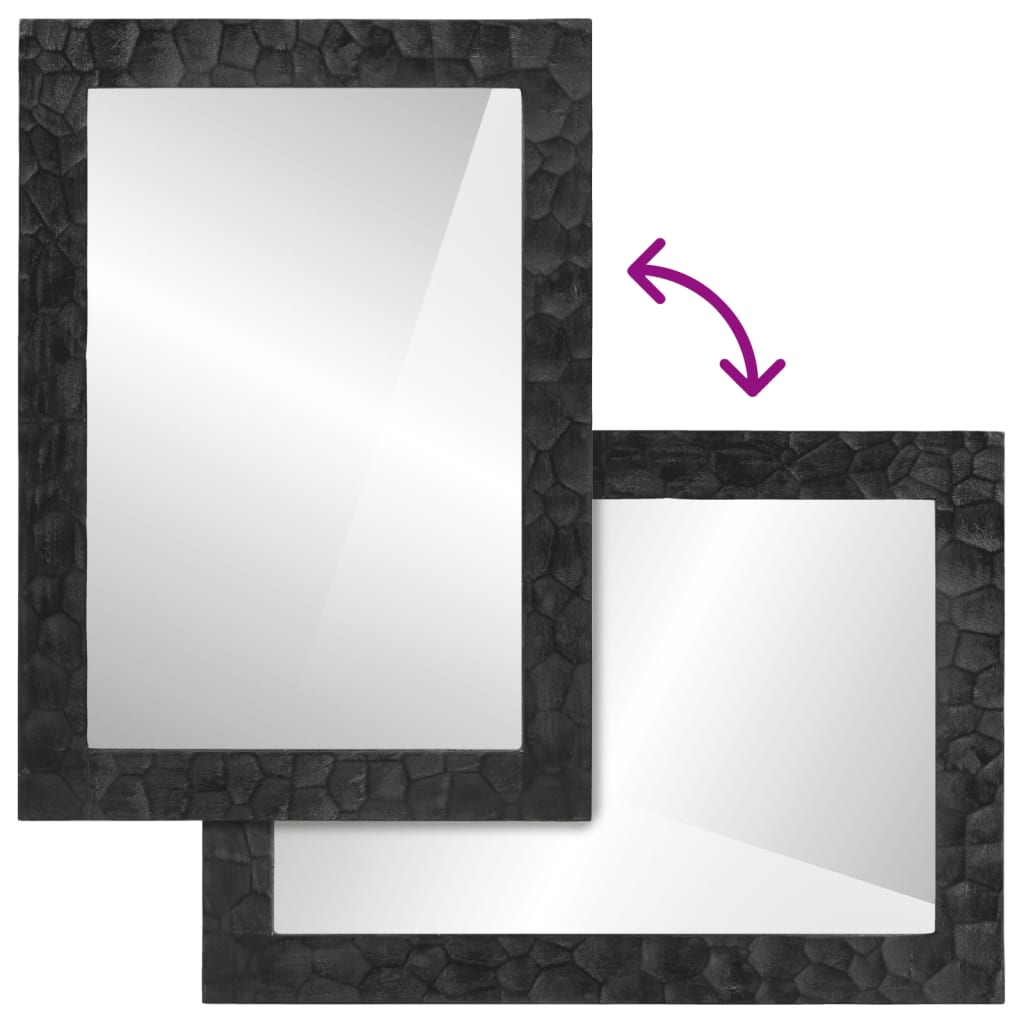 Bathroom Mirror 50X70X2.5 Cm Solid Wood Mango And Glass