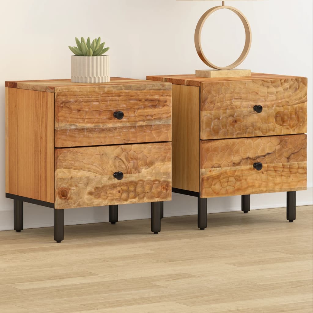 Bedside Cabinets 2 Pcs 40X33X46 Cm Solid Wood Acacia