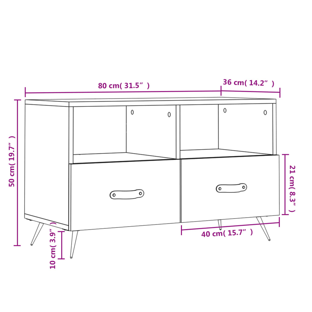 Tv Cabinet 80X36X50 Cm Engineered Wood
