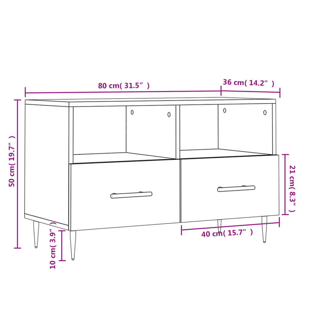 Tv Cabinet 80X36X50 Cm Engineered Wood