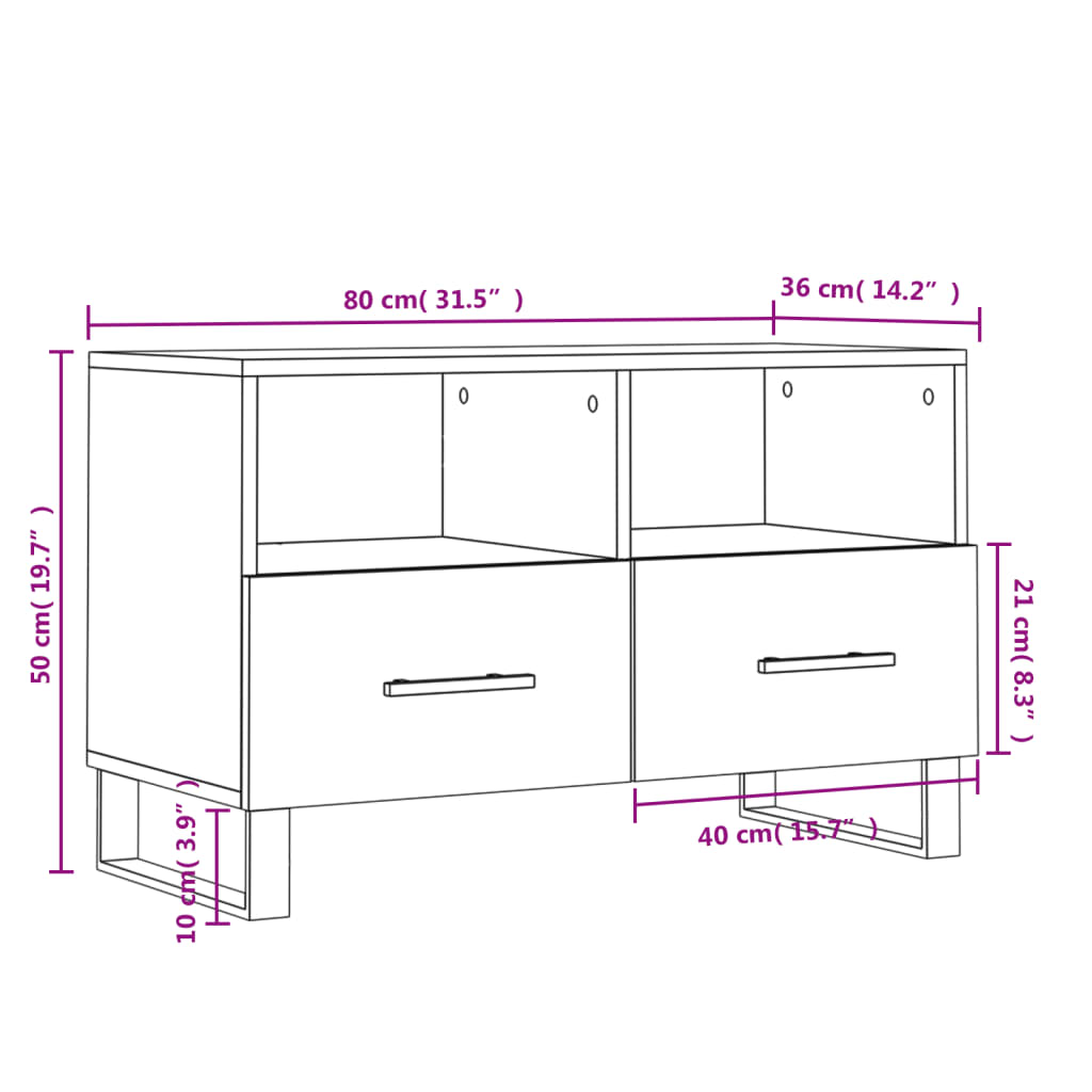 Tv Cabinet 80X36X50 Cm Engineered Wood