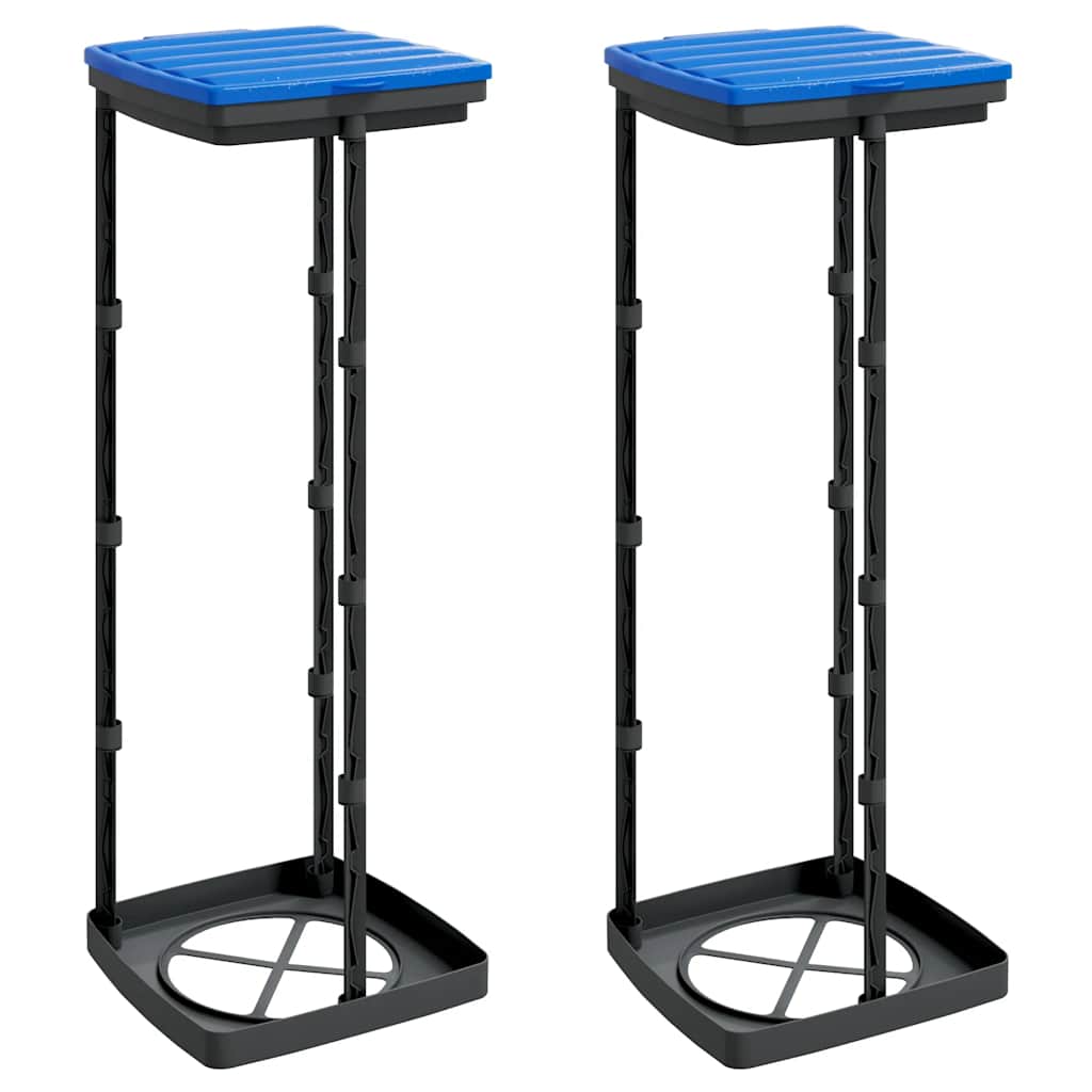 Rubbish Bag Holders 2 Pcs Black And Blue Pp