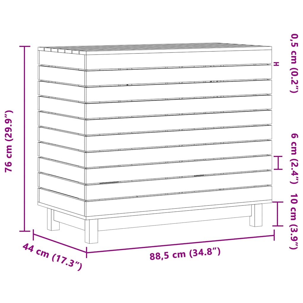 Laundry Basket 88.5X44X76 Cm Solid Wood Pine