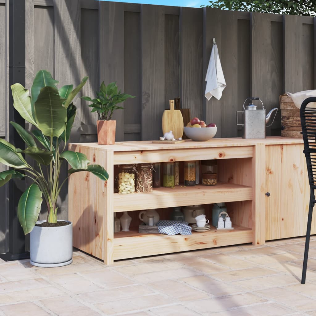 Outdoor Kitchen Cabinet Black Solid Wood Pine
