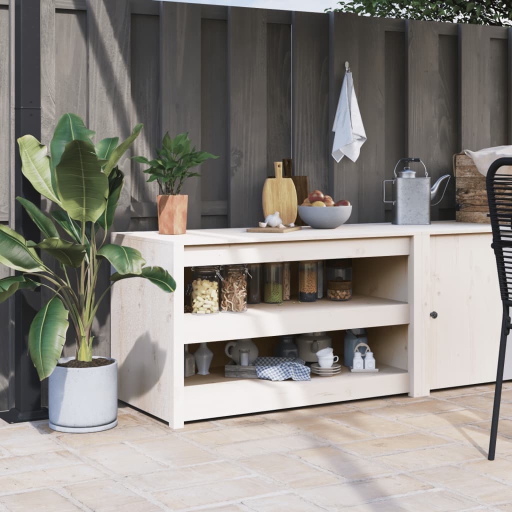 Outdoor Kitchen Cabinet Black Solid Wood Pine